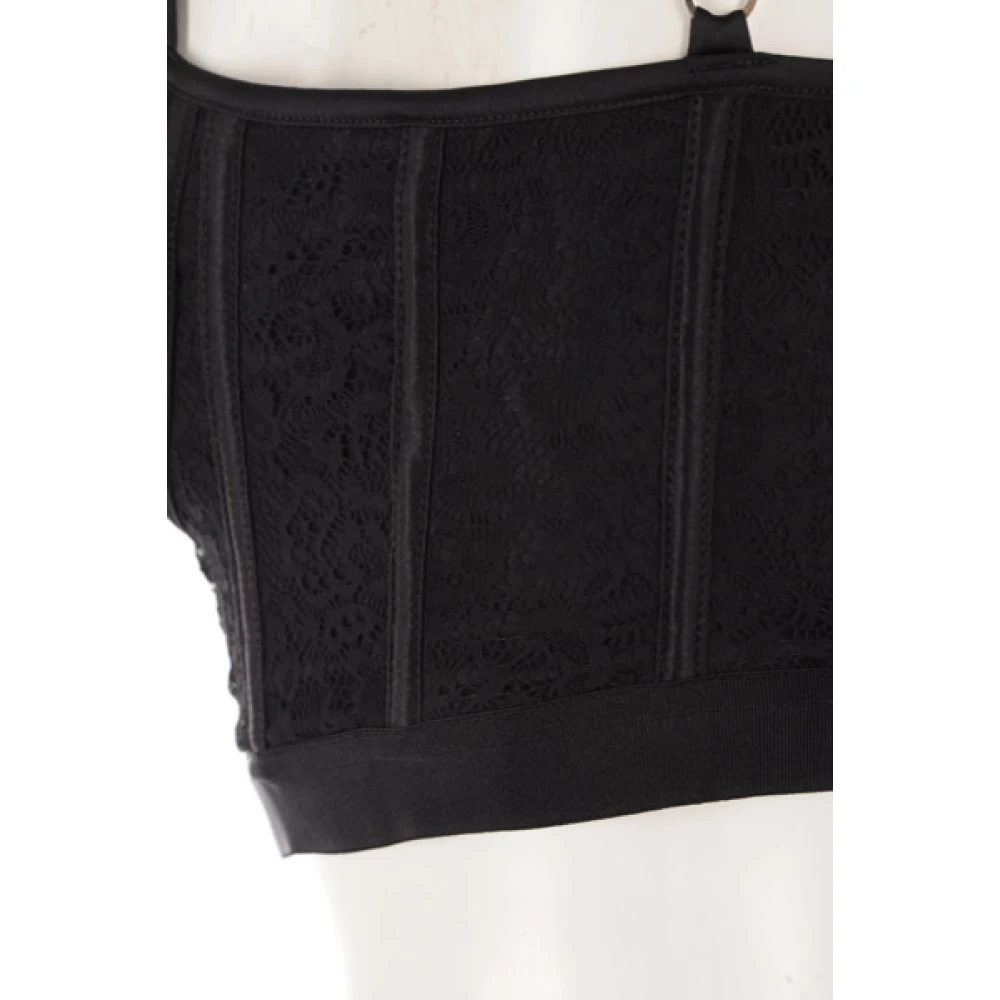 Del Core Zwarte Kant Crop Top met Sweetheart Halslijn Black Dames