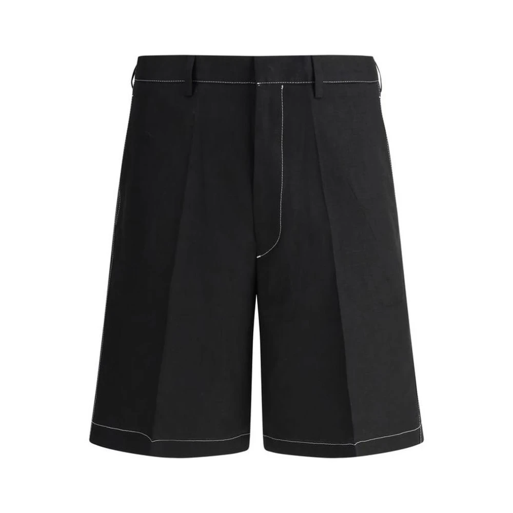 Prada Sommar Linne Shorts Stilfull Mode Black, Herr