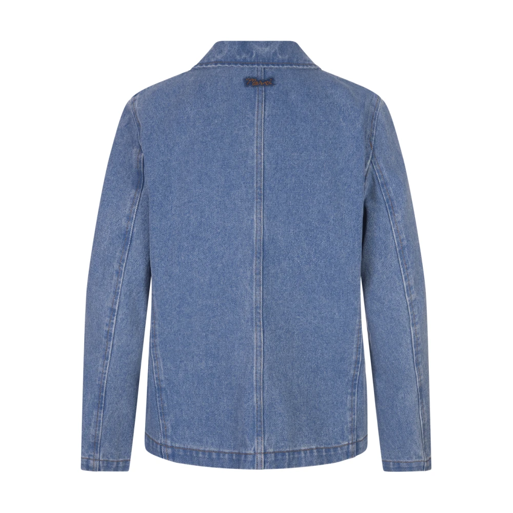 Marni Blauwe Denim Single-Breasted Blazer Jas Blue Dames
