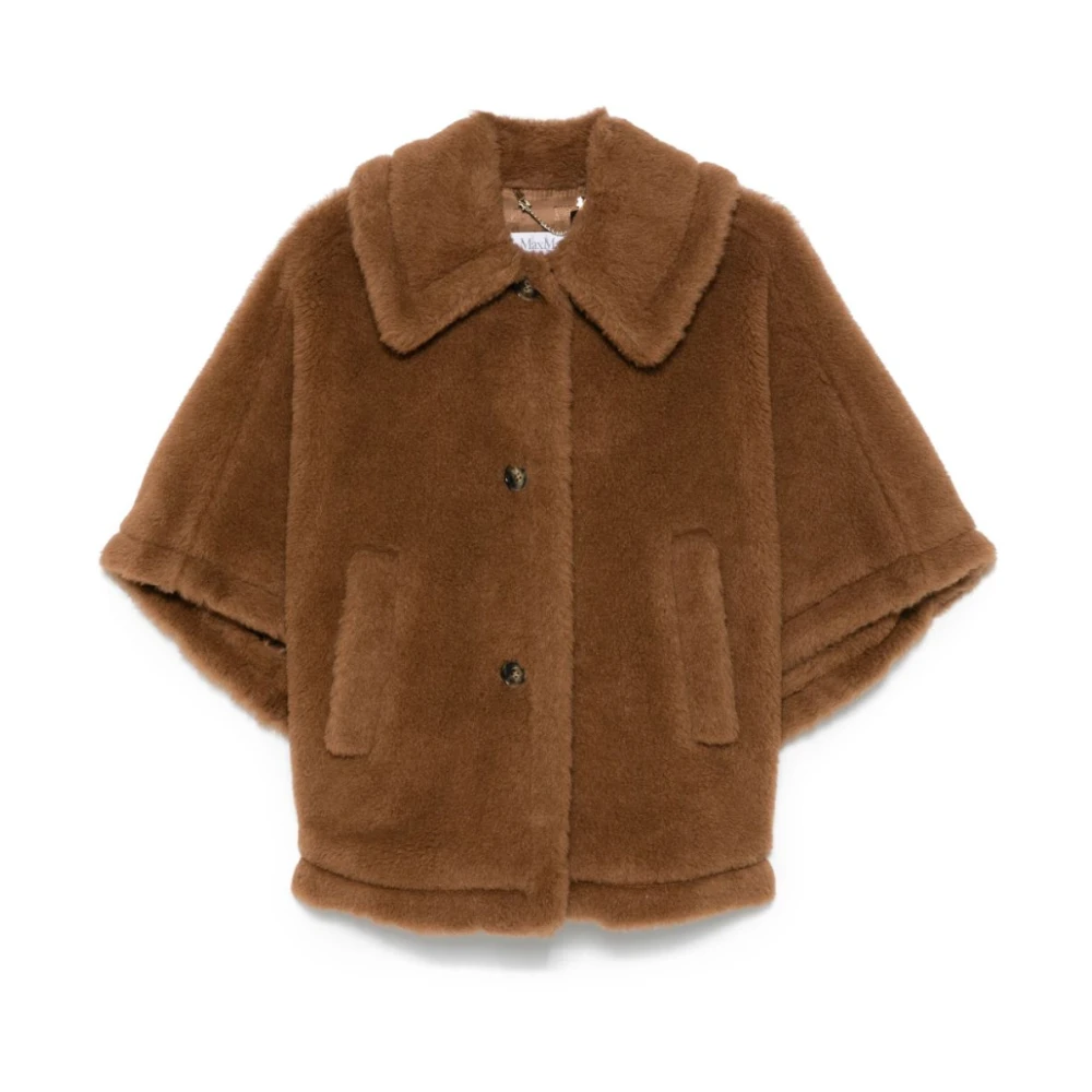 Max Mara Kameelbruine Sjaal met Knoopsluiting Brown Dames