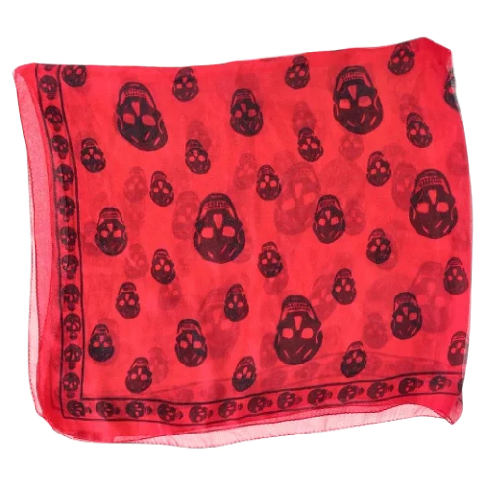 Alexander McQueen Pre-owned Silk scarves Red Dames