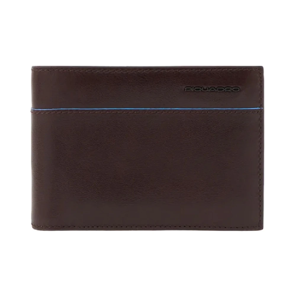 Piquadro Leren portemonnee met muntvak Brown Heren