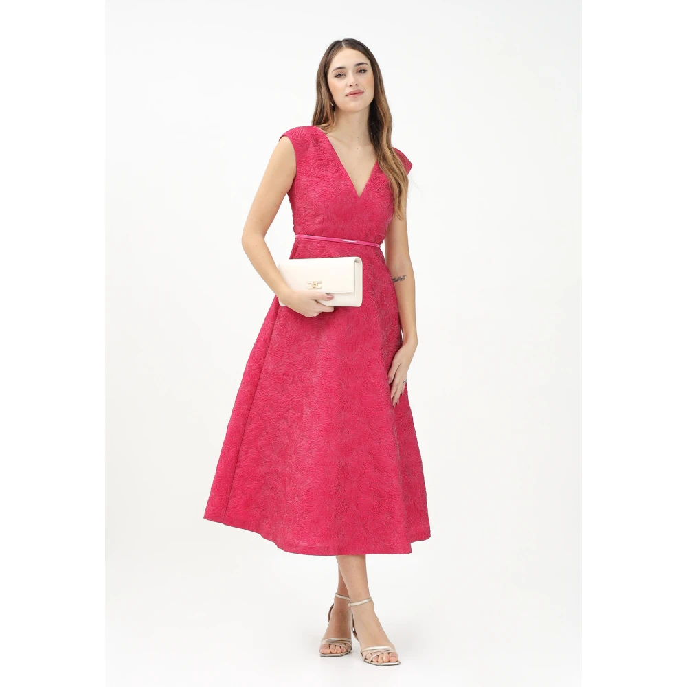 Max Mara Fuchsia Bloemen Midi Jurk Pink Dames