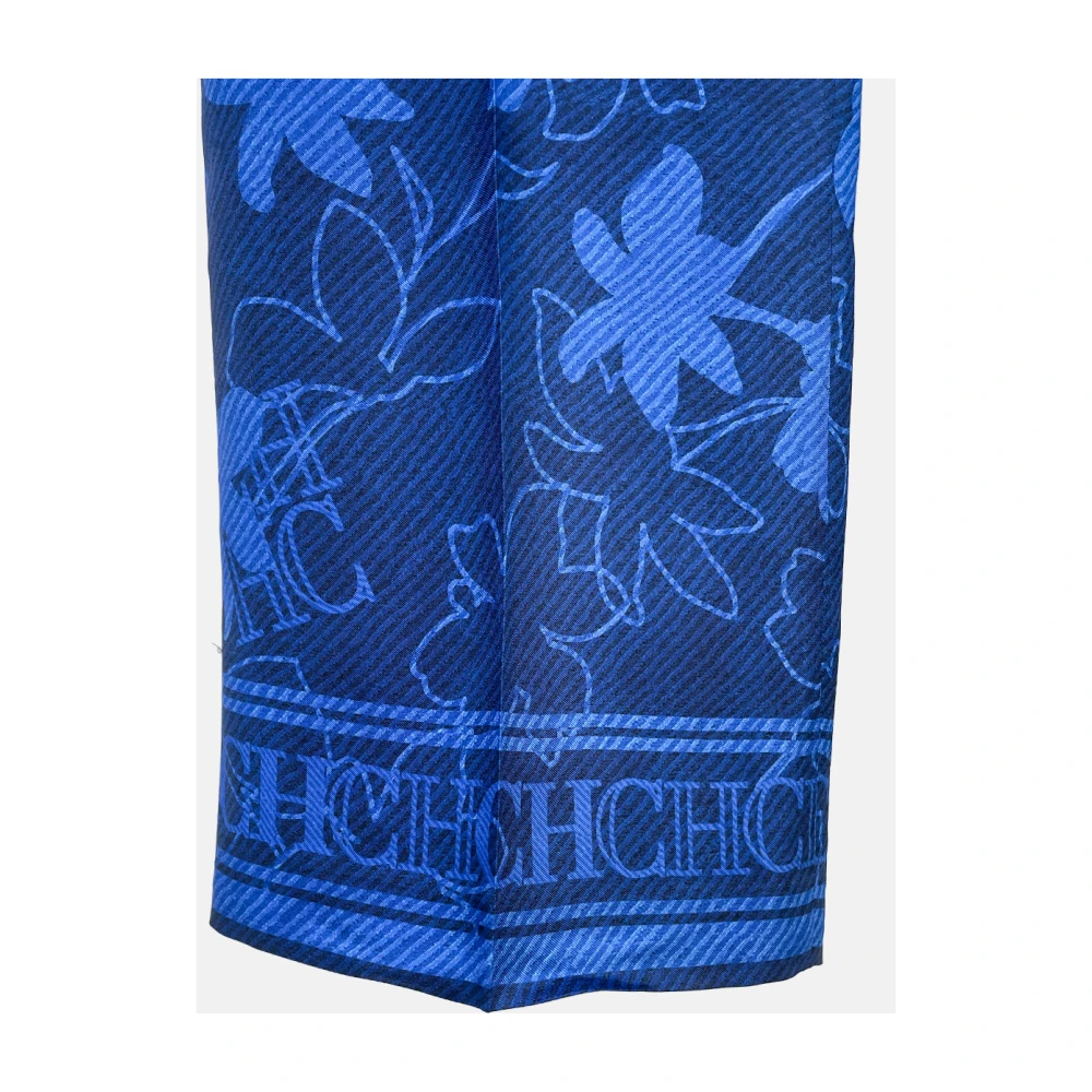 Carolina Herrera Bloemen zijden rechte broek blauw Blue Dames