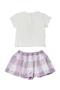 floral-t-shirt-and-checkered-skirt-set