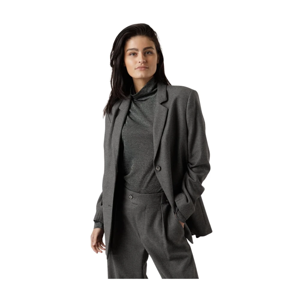 Closed Donkergrijze Melange Klassieke Blazer Gray Dames
