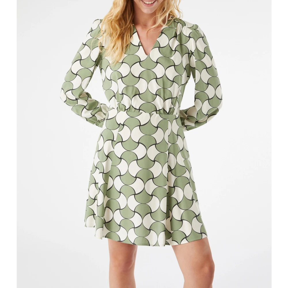 Pennyblack Geometrisch Patroon Jurk Mazurka Stijl Green Dames