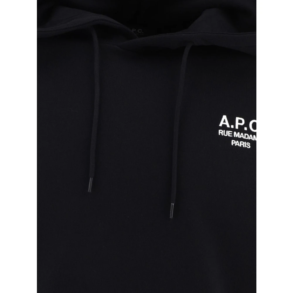 A.p.c. Zwarte Logo Print Hoodie Trui Black Dames