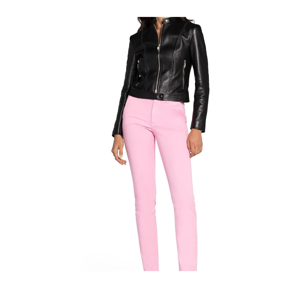 Roberto Cavalli Mid-rise Skinny-Leg Trousers Pink Dames