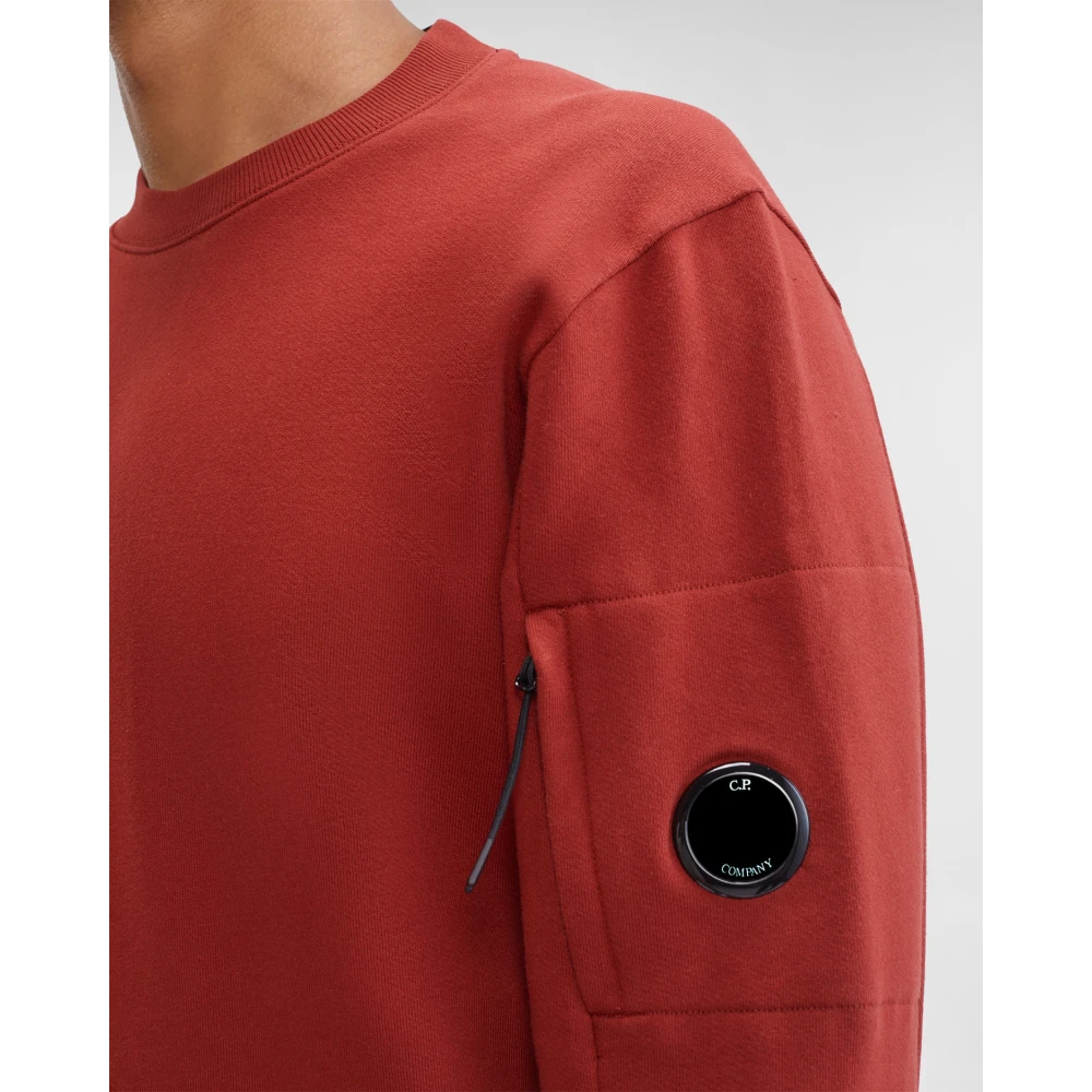 C.P. Company Klassieke Ronde Hals Sweatshirt met Arm Lens Red Heren