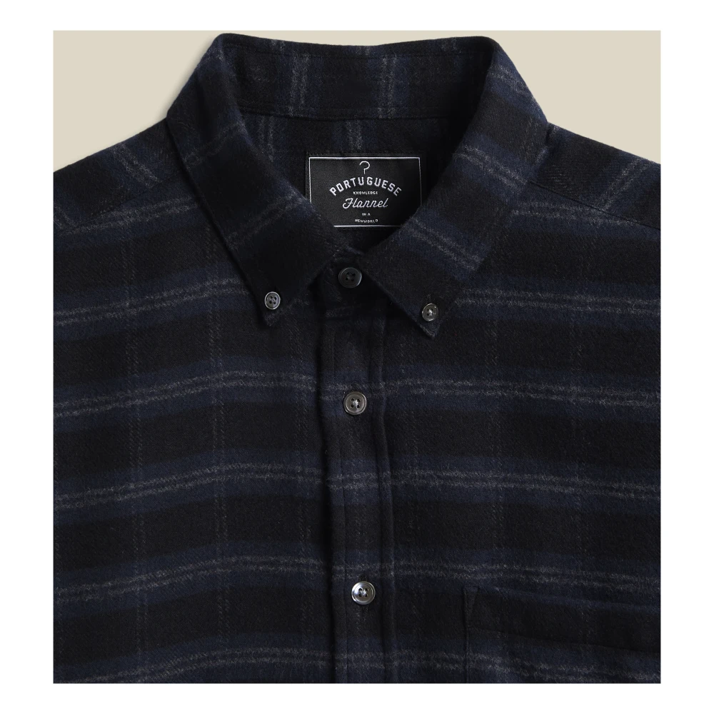 Portuguese Flannel Abstract Geruite Flanellen Overhemd Blue Heren