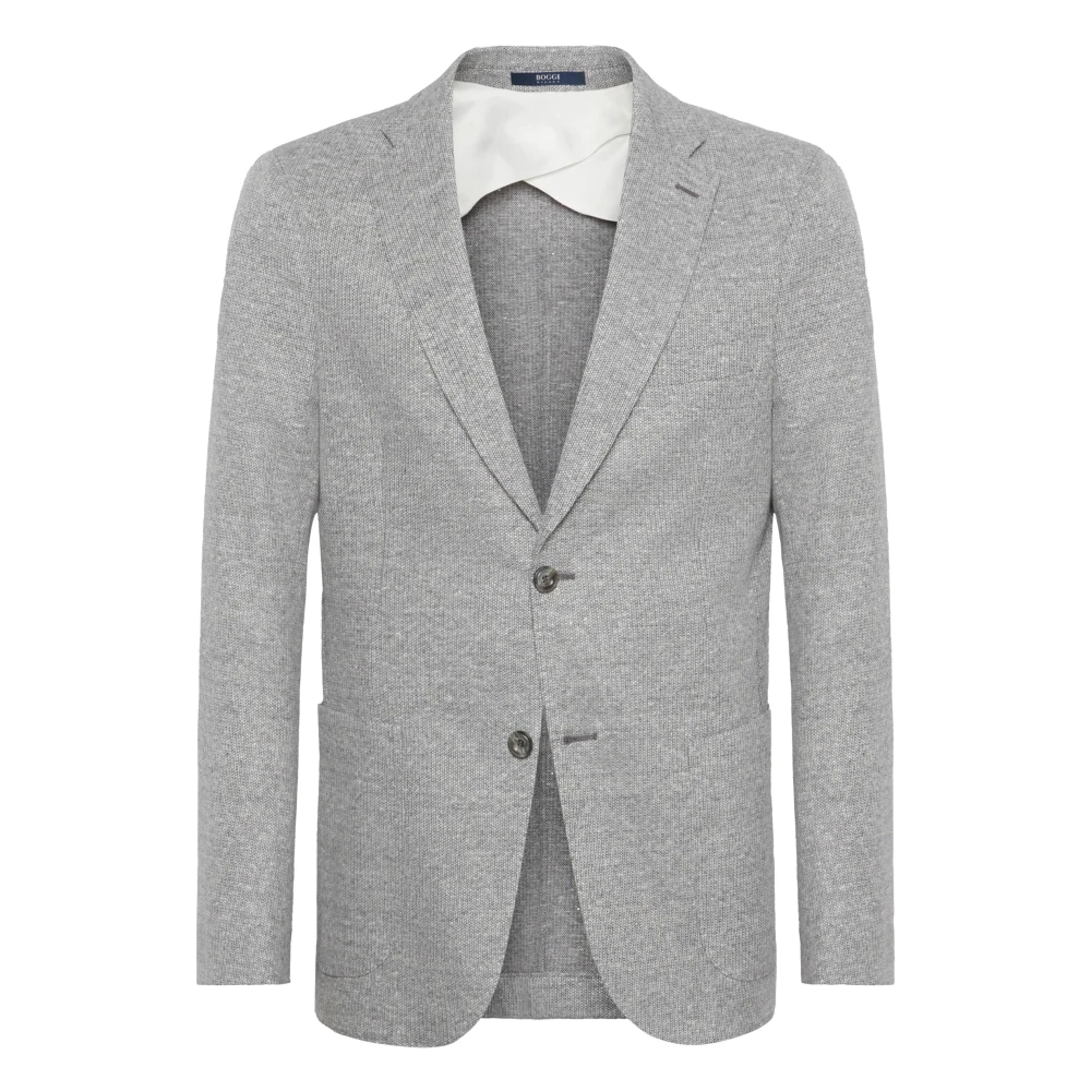 Boggi Milano Melange B-Jersey Linnen en Katoenen Jas Gray Heren