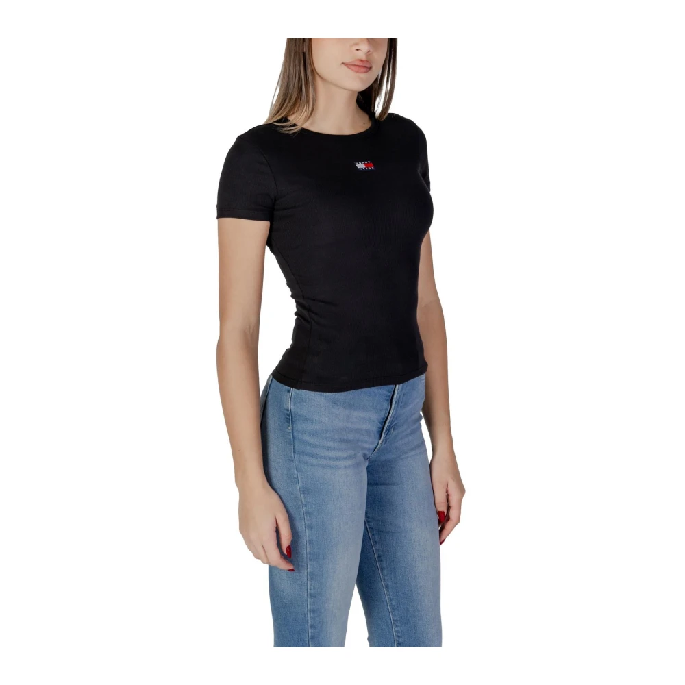 Tommy Jeans Zwart Sweetheart Halslijn Tee Klassieke Pasvorm Black Dames