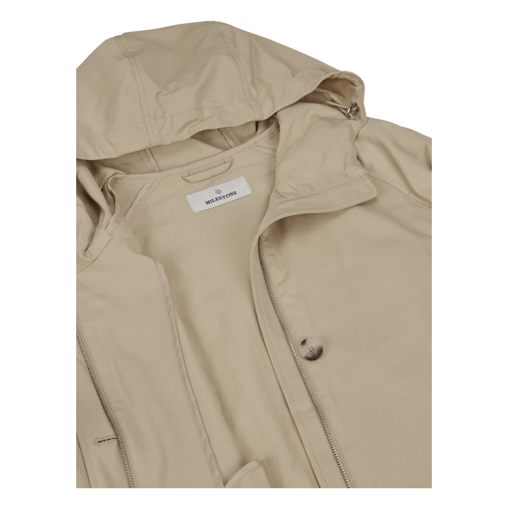 Milestone Sportieve Trenchcoat met capuchon Beige Dames