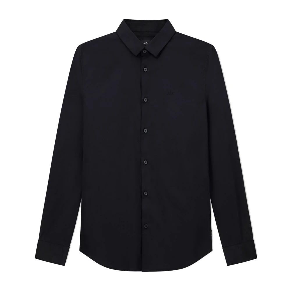 Armani Exchange Black Slim Fit Poplin Shirt - Male - Casual Shirts - L - Shirts