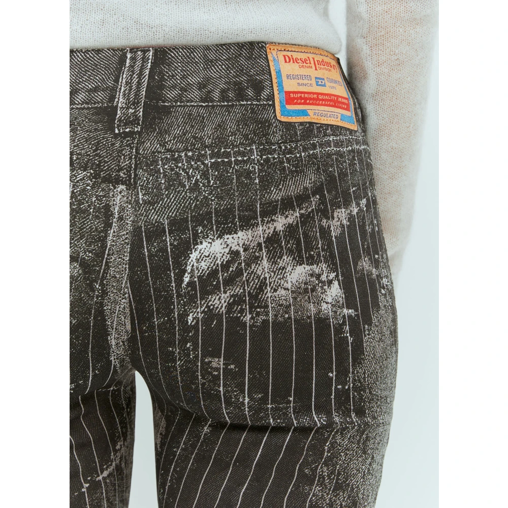 Diesel Grafische Print Stretch Broek Gray Dames
