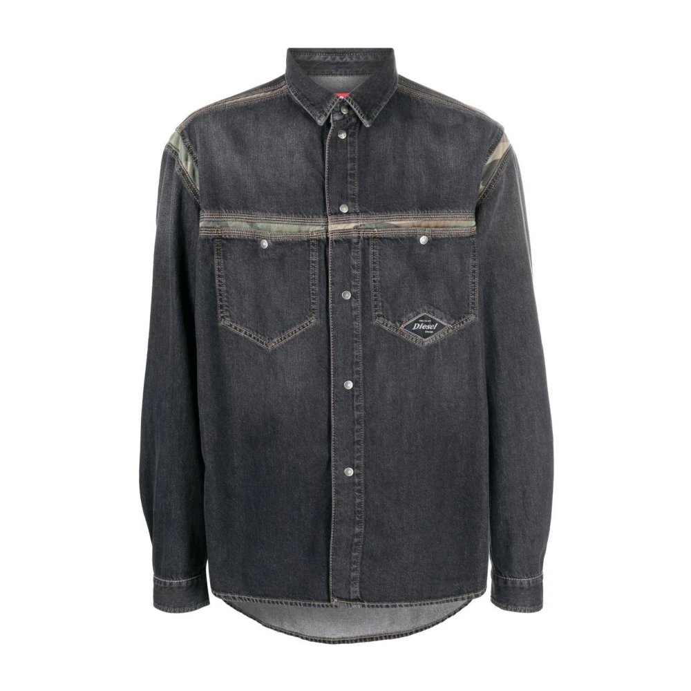 Diesel Men's Black Denim Shirts, M, Denim Shirt