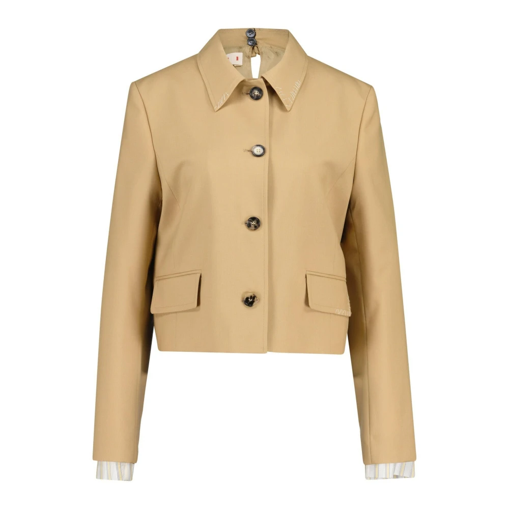 Marni Elegant Crop Blazer Beige Dames