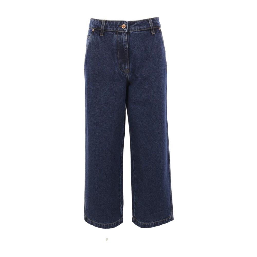 Aspesi Wijde Pijp Donkerblauwe Katoenen Denim Jeans Blue Dames