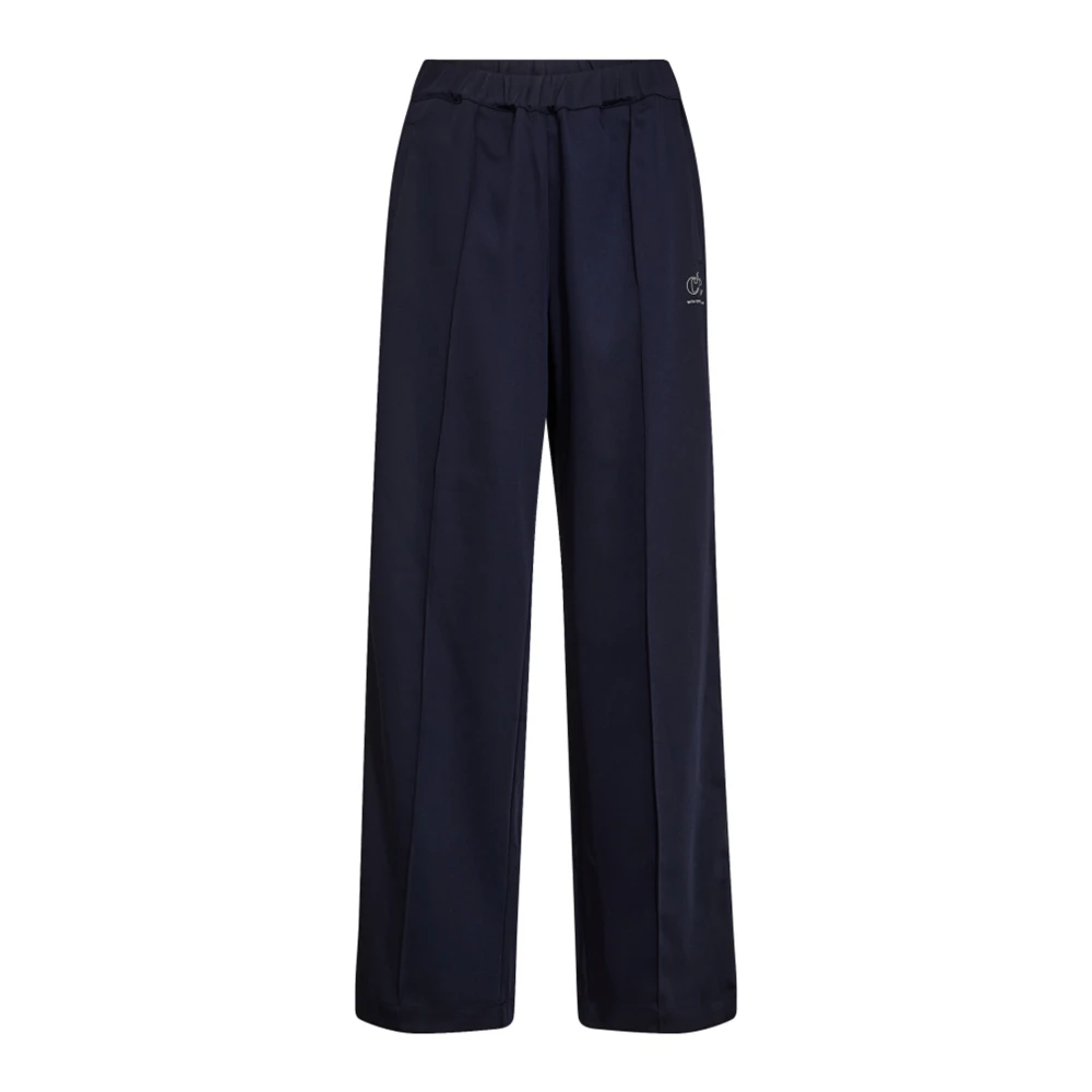 Co'Couture Navy Kreukelbroek met Sportieve Strepen Blue Dames