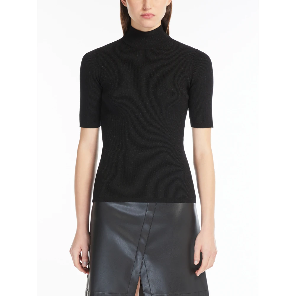 Max Mara Zwarte Slim Fit Sweater met Lurex Black Dames