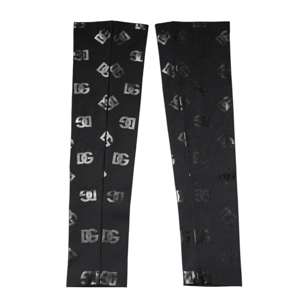 Dolce & Gabbana Logo Monogram Wool Arm Sleeves - Female - Gloves - Black - One Size - Accessories