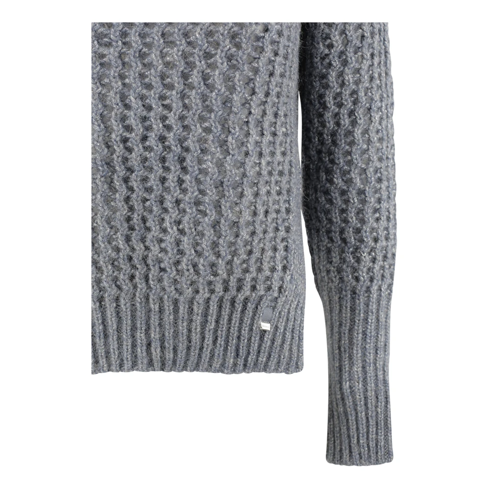 Herno Heldere Blauwe Metallic Gebreide Trui Blue Dames