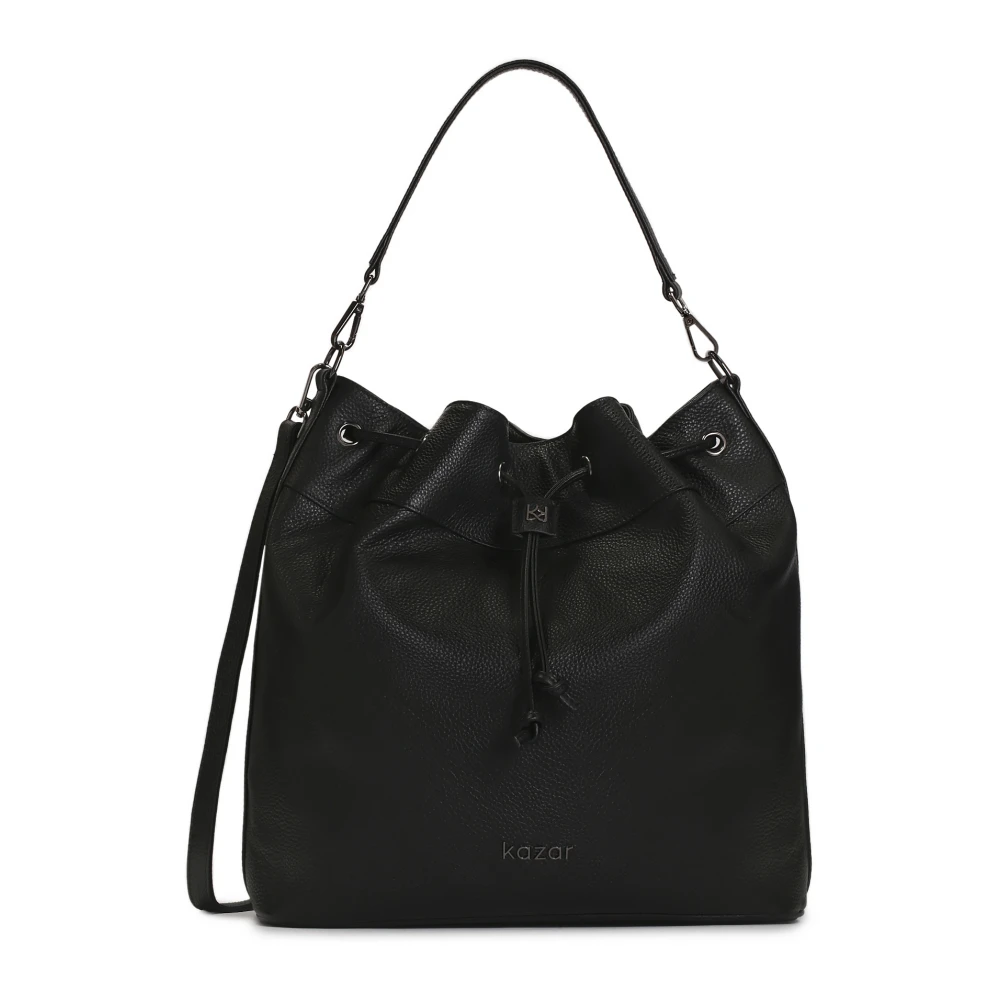 Kazar Leren tas handtas met twee banden Black Dames