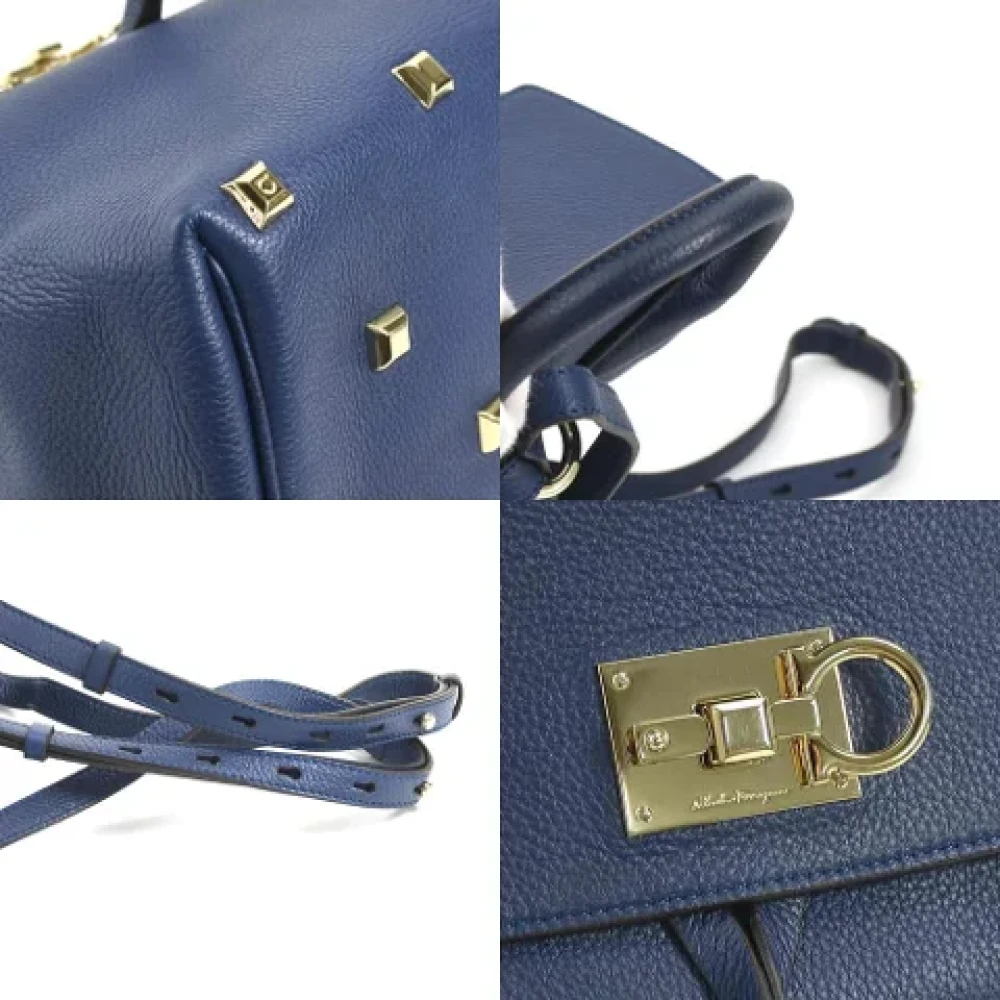 Salvatore Ferragamo Pre-owned Leather backpacks Blue Dames