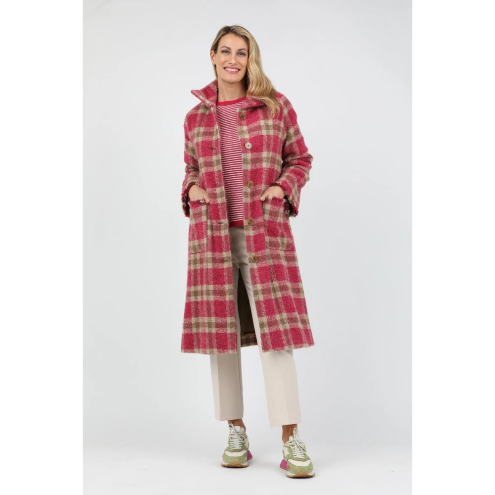 Rosso35 Geruite jas met knoopsluiting en opgestikte zakken Multicolor Dames