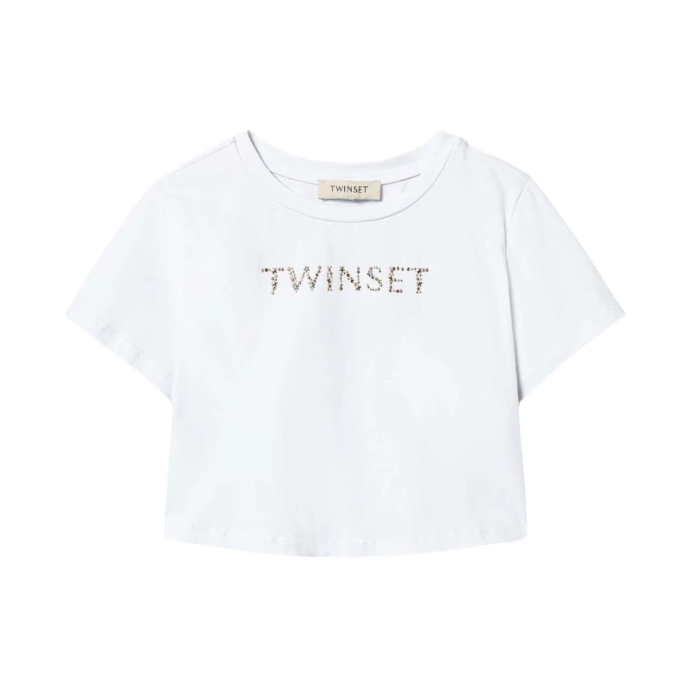 Twinset Girls White T-Shirts And Polos With Application - Kids Short Sleeve T-Shirts - 8 Y - Kids