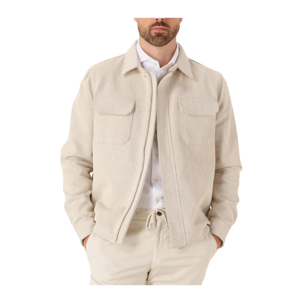Profuomo Rits Herringbone Overshirt in Zand Beige Heren