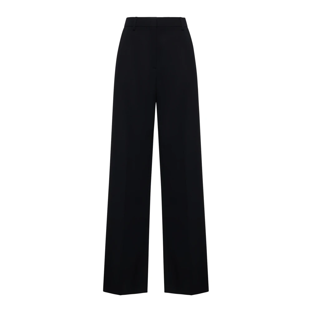 Valentino Women's Black Wide Trousers,, Wool High Waist Trousers Extra Small