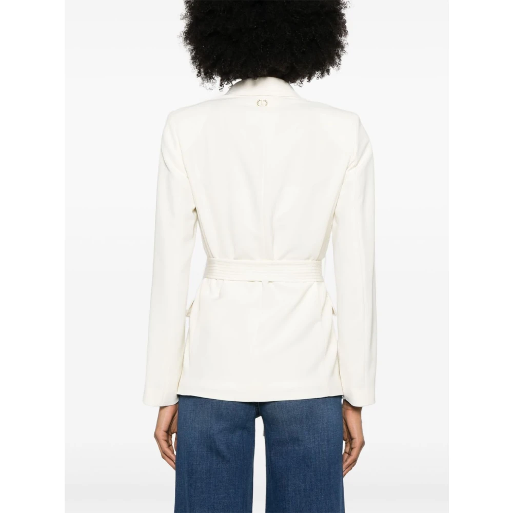 Twinset Witte Jas met Schoudervullingen White Dames