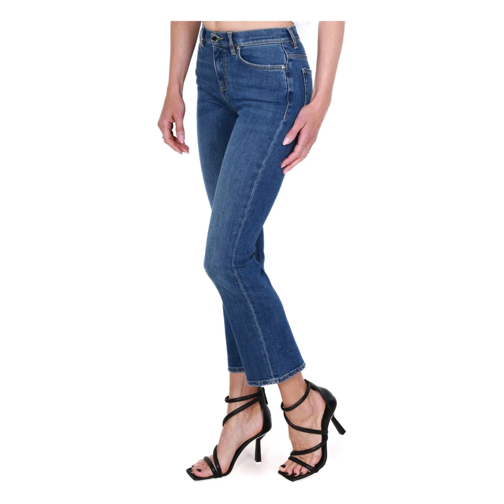pinko Flared Fit Denim Jeans met Logo Borduurwerk Blue Dames