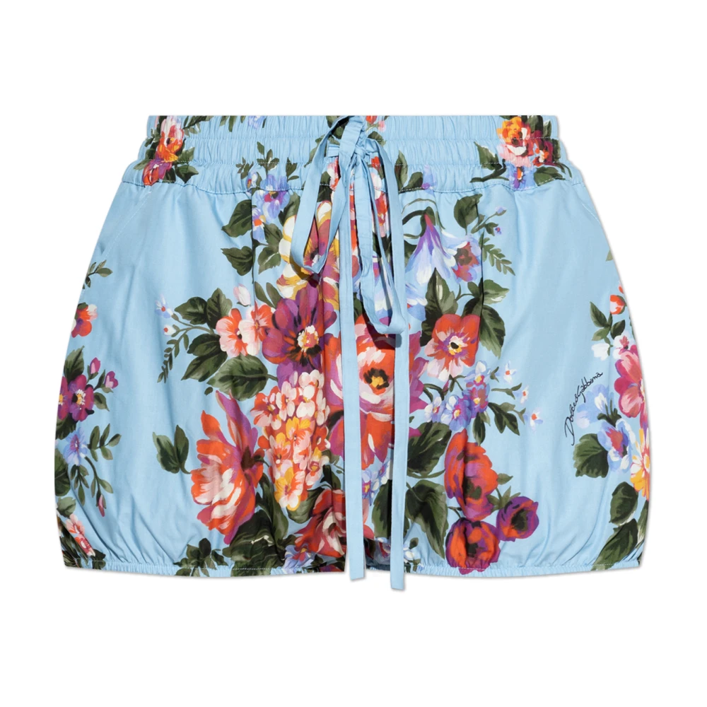 Dolce & Gabbana Women's Blue Flower Bouquet-Print Cotton Poplin Culotte