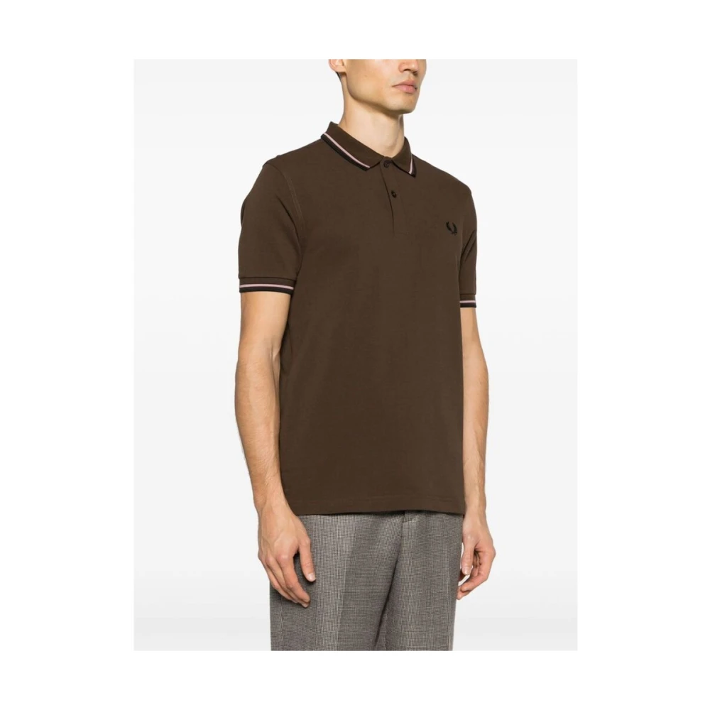 Fred Perry Koffiebruine Gestreepte Polo Sweater Brown Heren