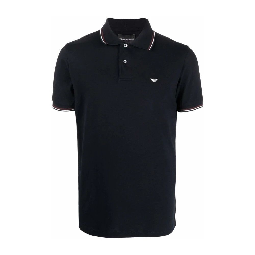 Emporio Armani Mannelijk Blauw Tops Heren, S, Katoen, Polo Shirt Met Logo-Borduursel