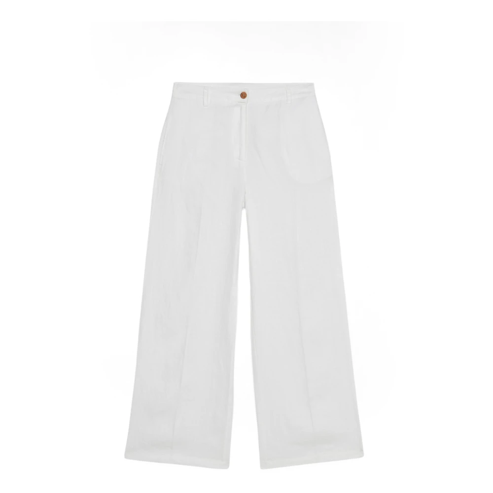 Oltre Wijde Linnen Broek White Dames