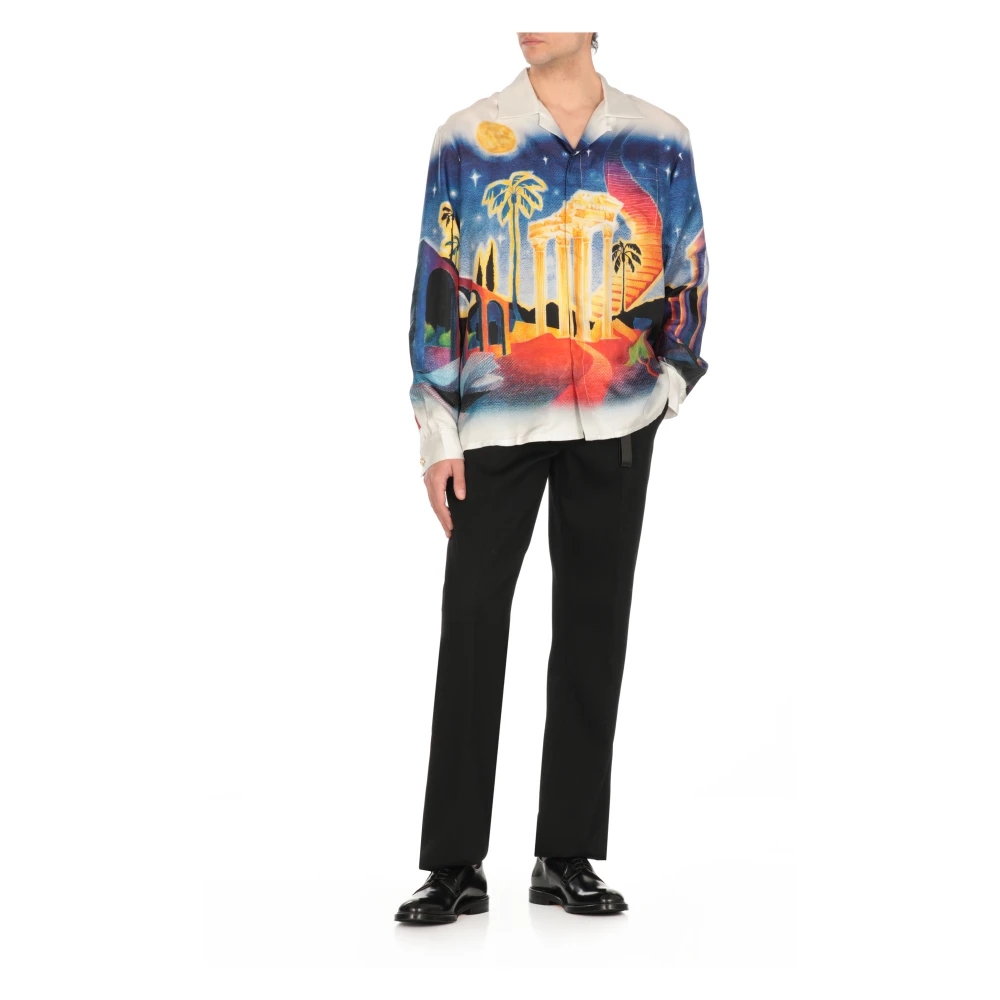 Casablanca Blauwe zijden overhemd met kraag Multicolor Heren