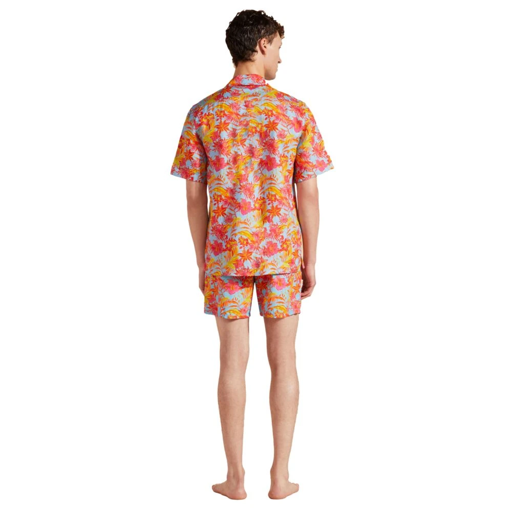 Vilebrequin Tahiti Flowers Linnen Bowling Shirt Multicolor Heren