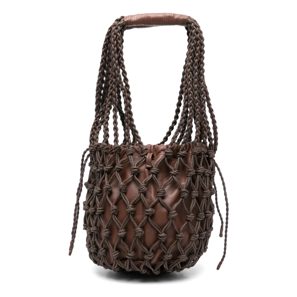 Alysi Macramé emmer tas in Choco Brown Dames