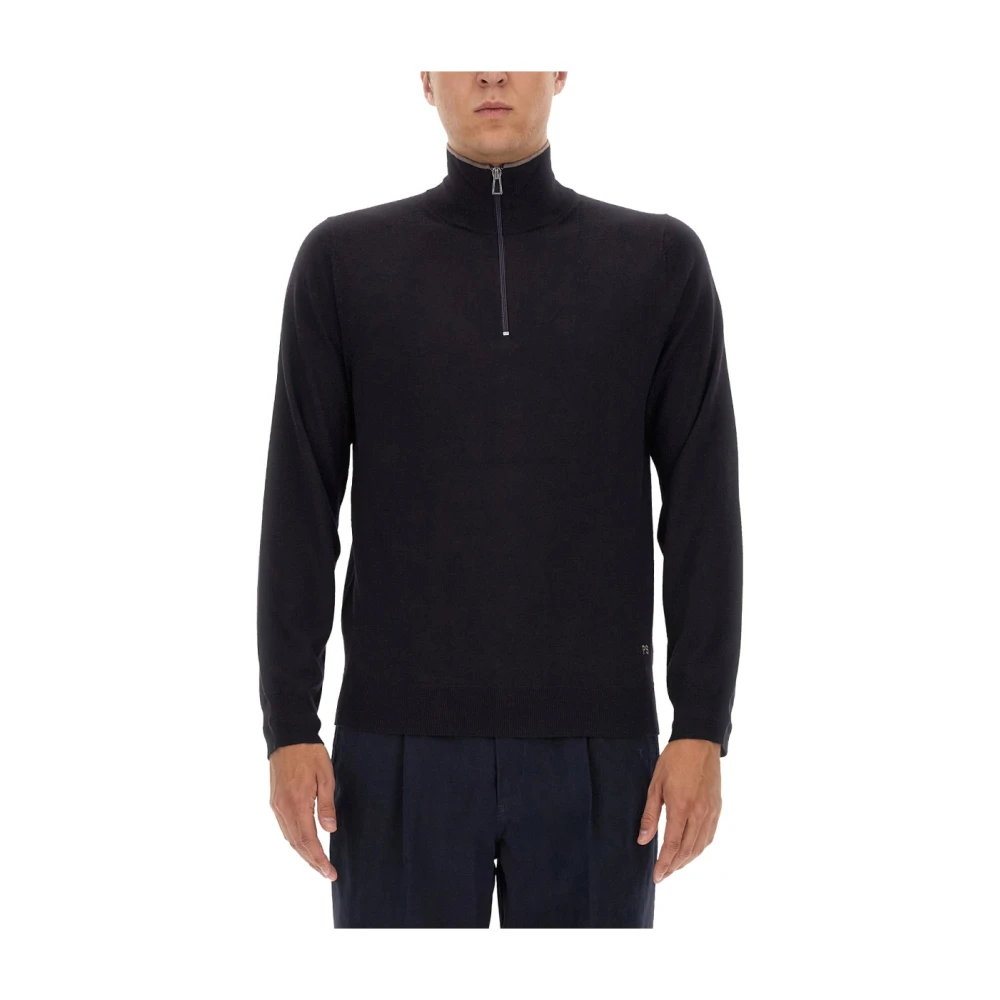 PS By Paul Smith Trui met geborduurd logo van merinowol Blue Heren