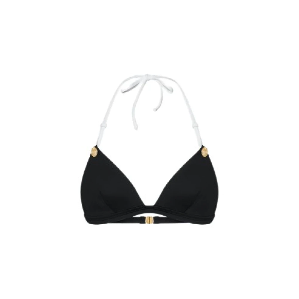 Moschino Triangel Bikini Top met Gouden Knopen Black Dames