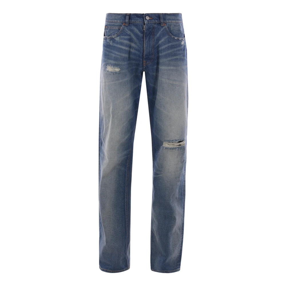 MM6 Maison Margiela Denim Straight Fit Jeans met Scheuren Blue Heren