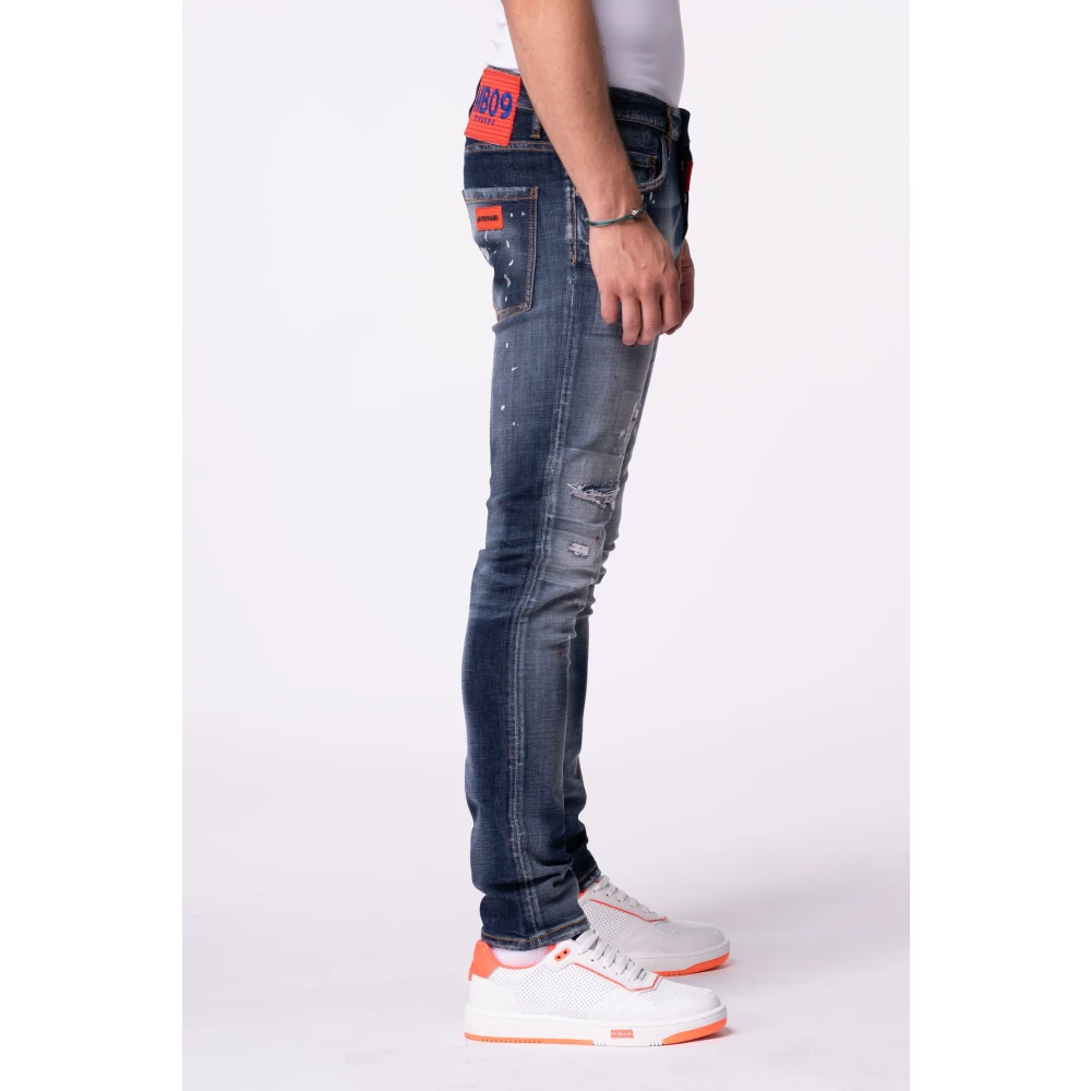My Brand Geborduurde Rode Jeans Blue Heren