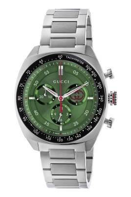 YA142318 - Interlocking 41mm rostfritt stål boett, grön urtavla, liten sekundvisning, svart keramisk bezel med tachymeter indikation, rostfritt stål armband