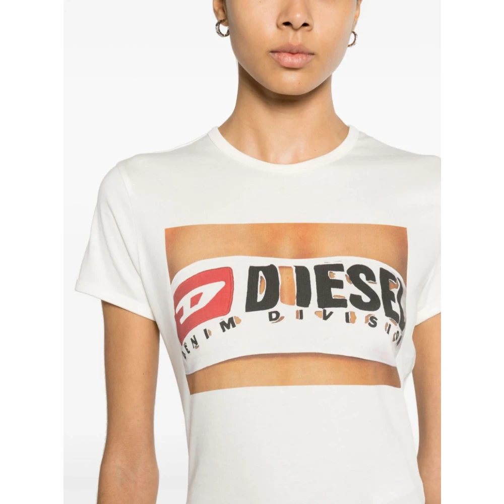 Diesel Witte Logo Print T-shirts en Polos Multicolor Dames