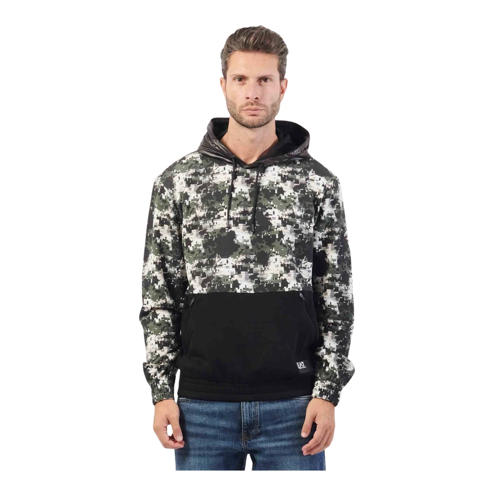 Emporio Armani EA7 Hoodie met ritssluiting zakken en elastiek Multicolor Heren