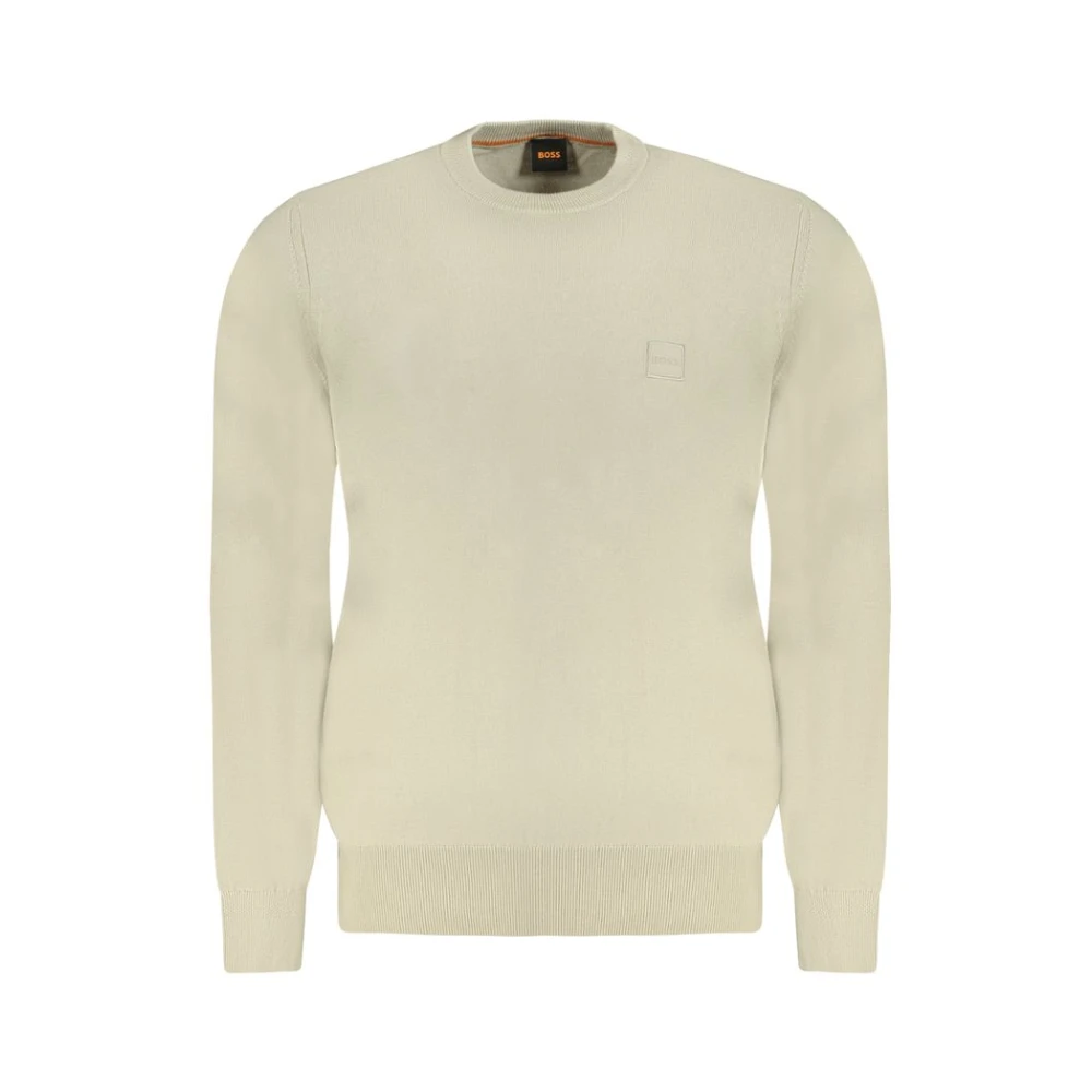 Hugo Boss Luxe Crew Neck Sweater met Applique Beige Heren